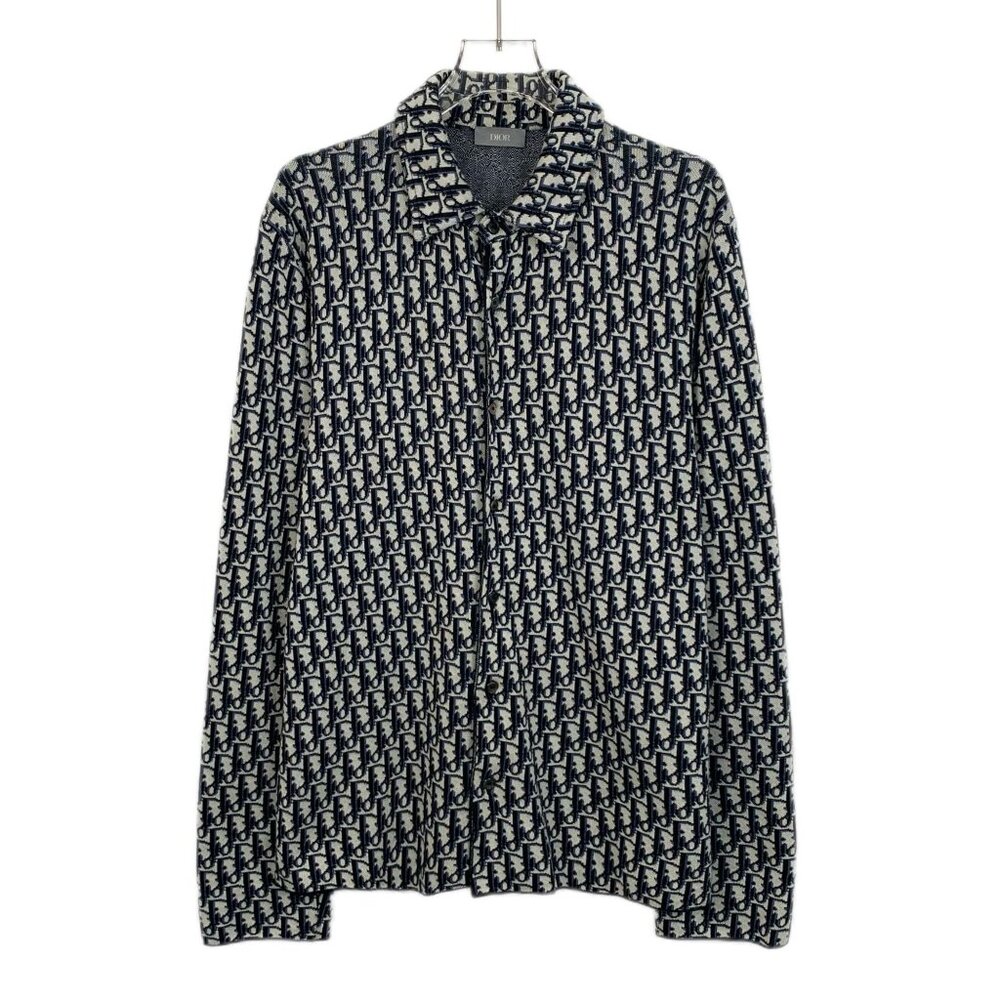 Dior Mens Monogram Print Long Sleeve Shirt S 100% Cotton Made In Italy